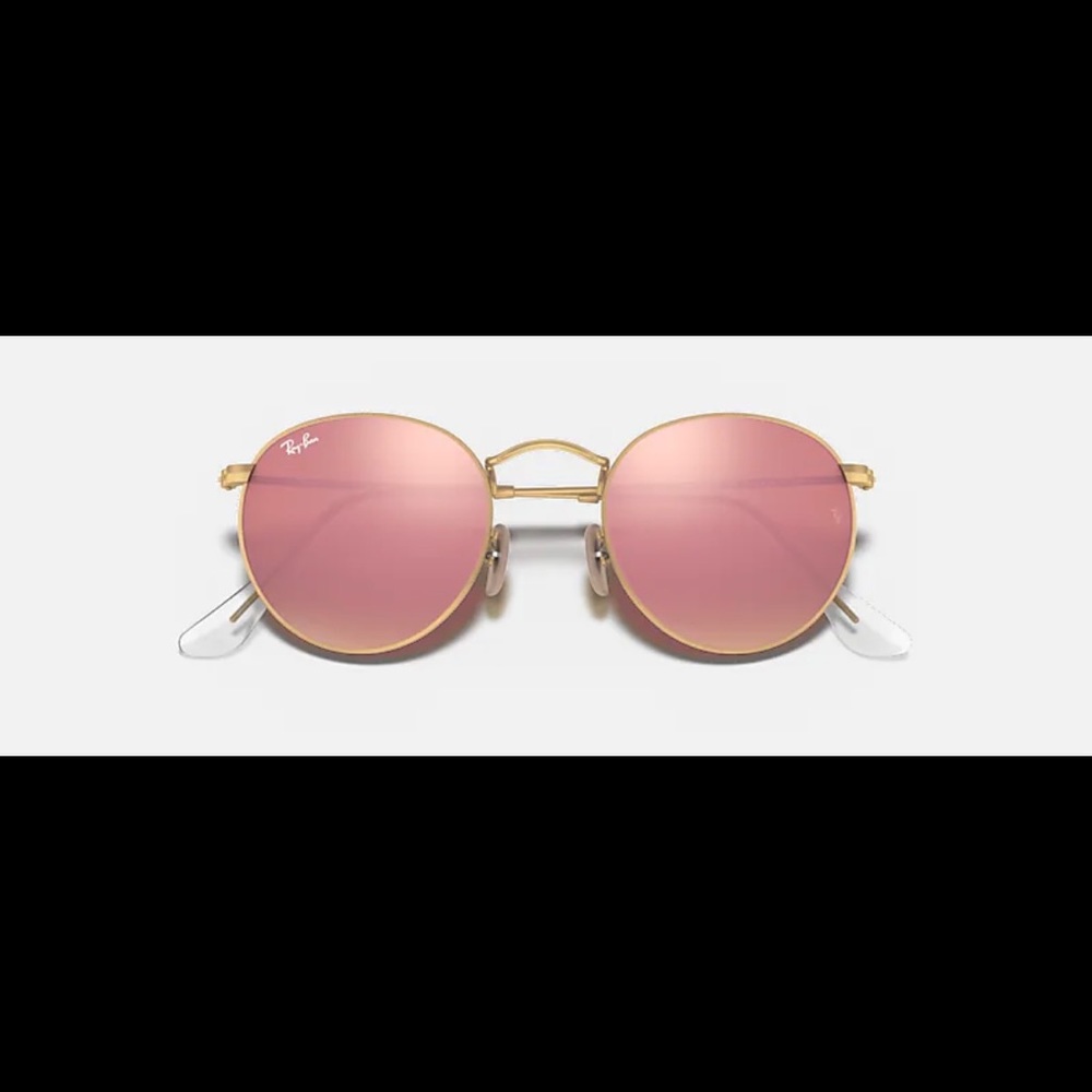 Ray-Ban Unisex Round Flash Lenses in pink and gold